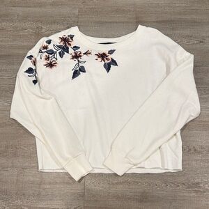 Floral Embroidered White Women's Top